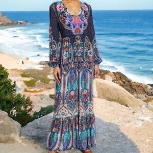 Johnny Was Saba Maxi Print Dress NWT
